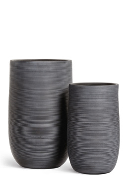 Кашпо TREEZ ERGO - TreeLine - Высокая округлая чаша - Дымчато-серый бетон