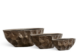 Кашпо TREEZ Effectory - Metal - Высокая лодка Design Crumple - Чернёная бронза