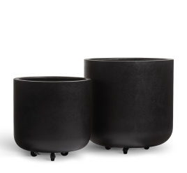 Кашпо TREEZ ERGO - Hard Rock - Цилиндрическая чаша на колёсиках - Антрацит