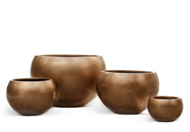 Кашпо TREEZ Effectory - Metal - Полусфера - Тёмное матовое золото