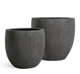 Кашпо TREEZ Effectory - Stone - Большой округлый конус - Тёмно-серый камень