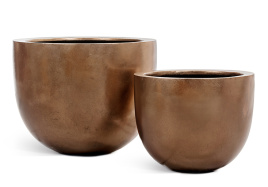 Кашпо TREEZ Effectory - Metal - Низкая конус-чаша - Тёмное матовое золото