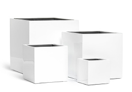 Кашпо TREEZ Effectory - Gloss - Куб - Белый глянцевый лак