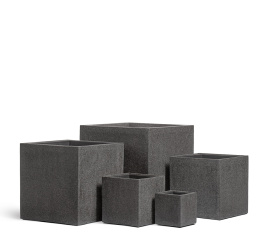 Кашпо TREEZ Effectory - Stone - Куб - Тёмно-серый камень