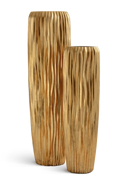 Кашпо TREEZ Effectory - Metal - Высокий конус Giant Design Wave - Сусальное золото