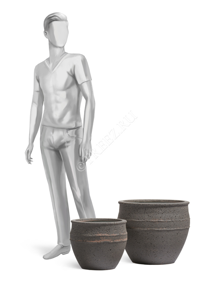 Кашпо TREEZ ERGO - Nero - Чаша - Чёрный туф фото