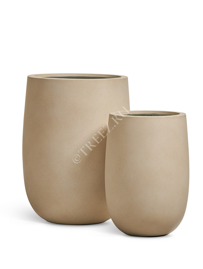 Кашпо TREEZ ERGO - Fine Rock - Высокая округлая чаша - Песок тёплый беж фото