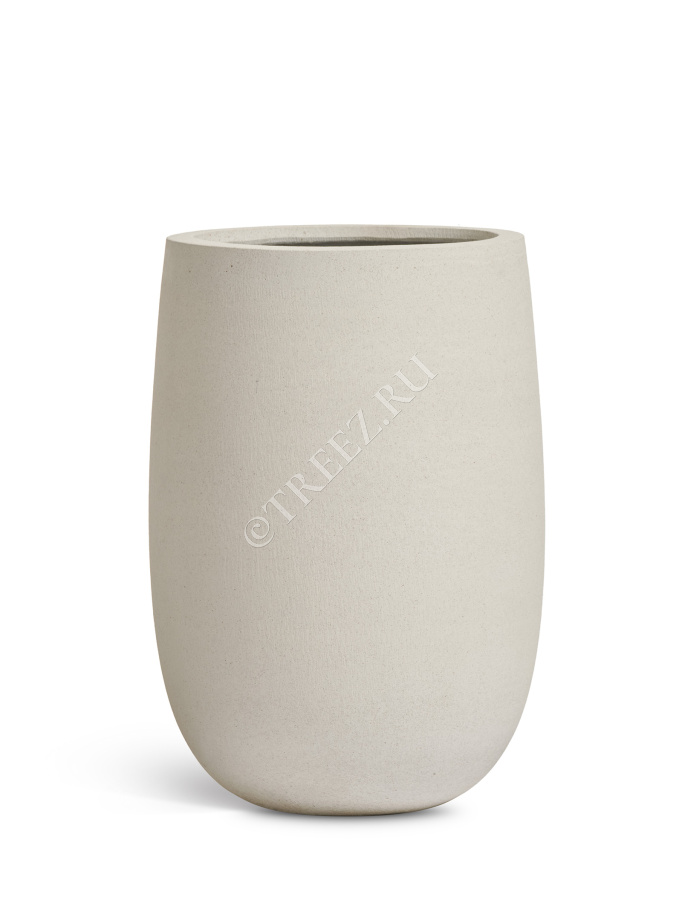 Кашпо TREEZ ERGO - Fine Rock - Высокая округлая чаша - Белый камень фото