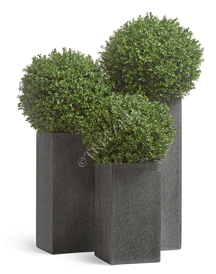 Кашпо TREEZ Effectory - Stone - Высокий куб - Тёмно-серый камень фото