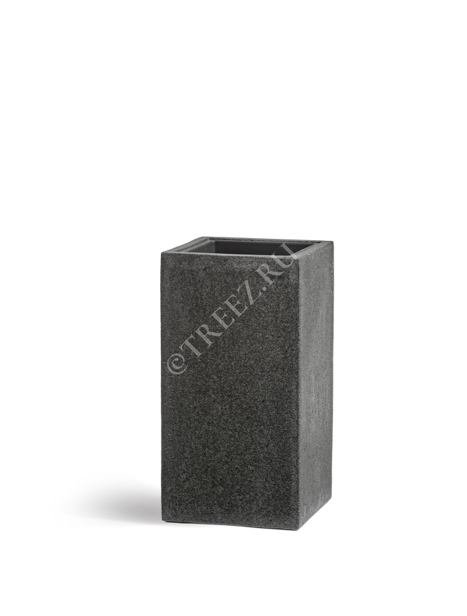Кашпо TREEZ Effectory - Stone - Высокий куб - Тёмно-серый камень фото
