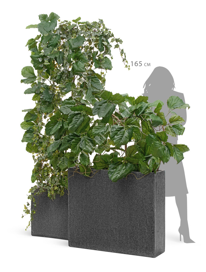 Кашпо TREEZ Effectory - Stone - Высокий Дивайдер - Тёмно-серый камень фото