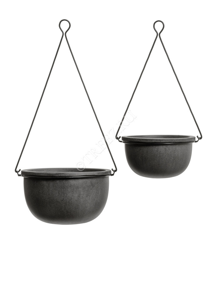 Кашпо TREEZ Effectory - Beton - Полусфера подвесная - Тёмно-серый бетон фото