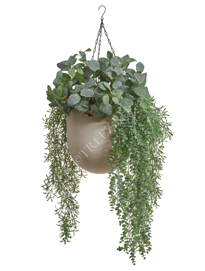 Кашпо TREEZ Effectory - Beton - Чаша большая подвесная - Белый песок фото