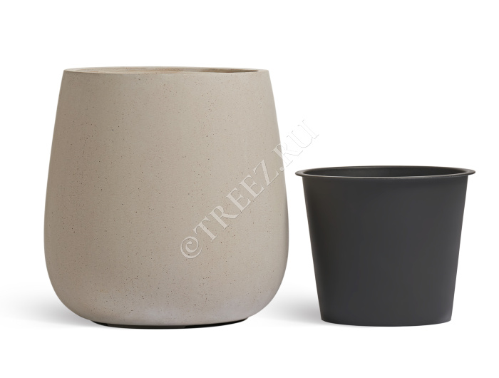 Кашпо TREEZ Effectory - Beton - Design-Чаша - Белый песок фото