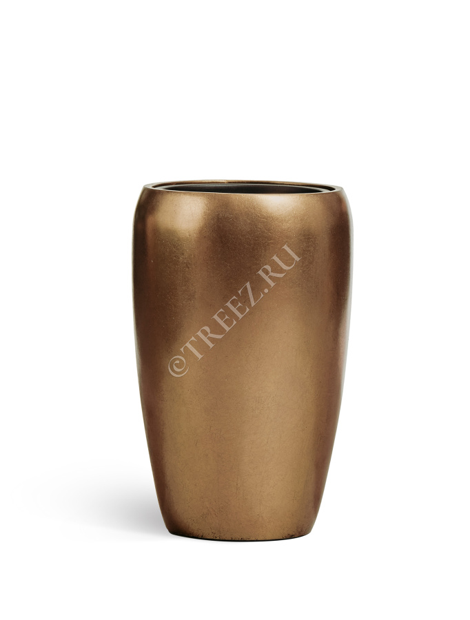 Кашпо TREEZ Effectory - Metal - Высокий округлый конус - Тёмное матовое золото фото