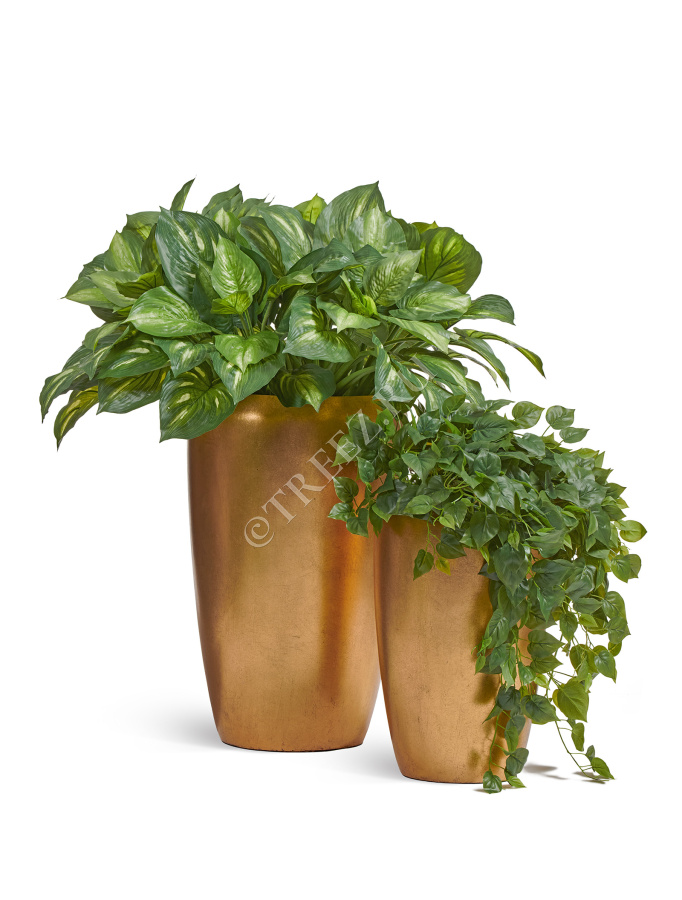 Кашпо TREEZ Effectory - Metal - Высокий округлый конус - Сусальное золото фото