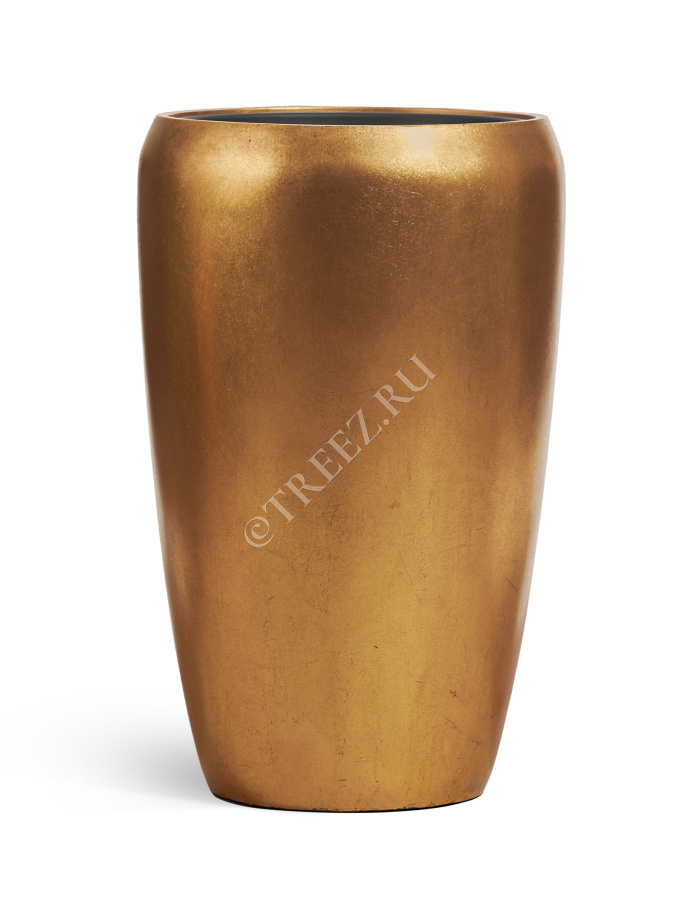 Кашпо TREEZ Effectory - Metal - Высокий округлый конус - Сусальное золото фото