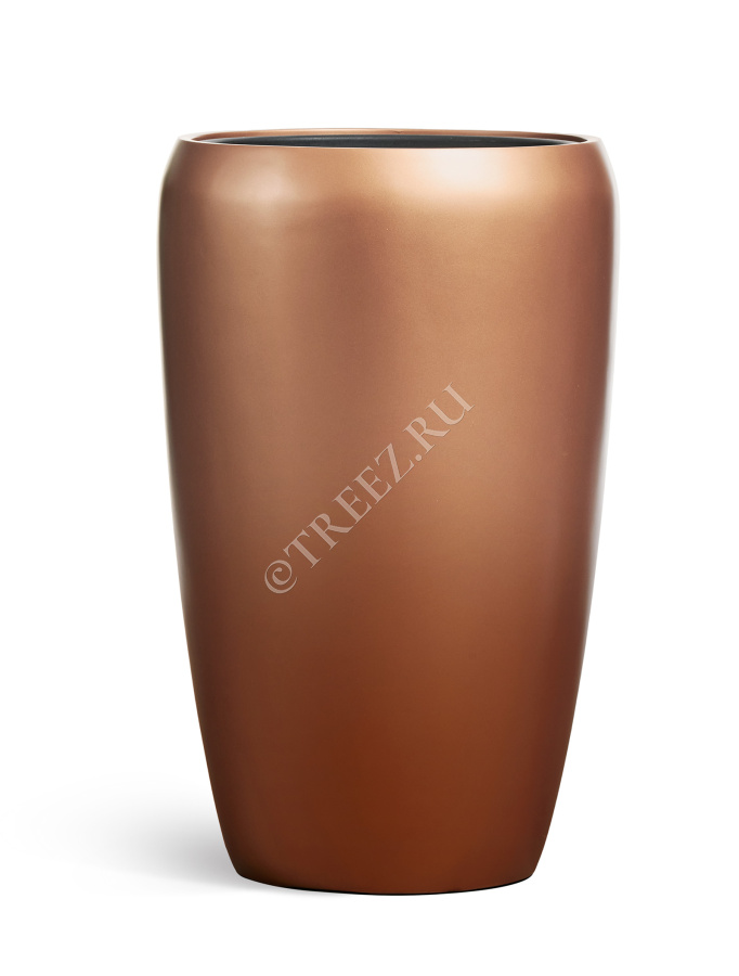 Кашпо TREEZ Effectory - Metal - Высокий округлый конус - Лаковое тёмное золото фото