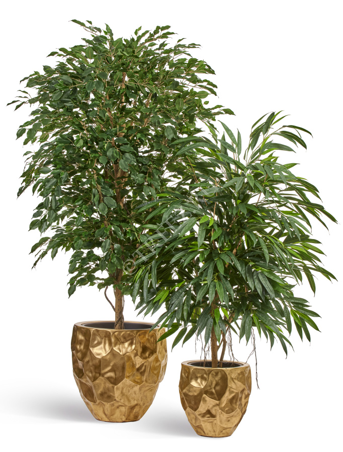 Кашпо TREEZ Effectory - Metal - Округлая чаша Design Crumple - Сусальное золото фото