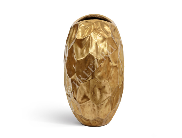 Кашпо TREEZ Effectory - Metal - Плоская сфера Design Crumple - Сусальное золото фото