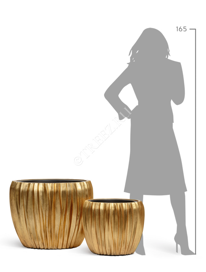 Кашпо TREEZ Effectory - Metal - Чаша Design Wave - Сусальное золото фото
