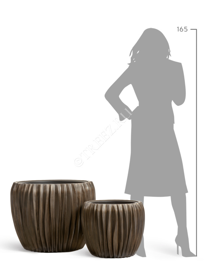 Кашпо TREEZ Effectory - Metal - Чаша Design Wave - Чернёная бронза фото