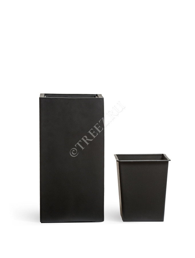 Кашпо TREEZ Effectory - Black Stone - Высокий куб - Антрацит фото