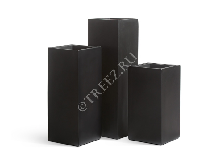Кашпо TREEZ Effectory - Black Stone - Высокий куб - Антрацит фото