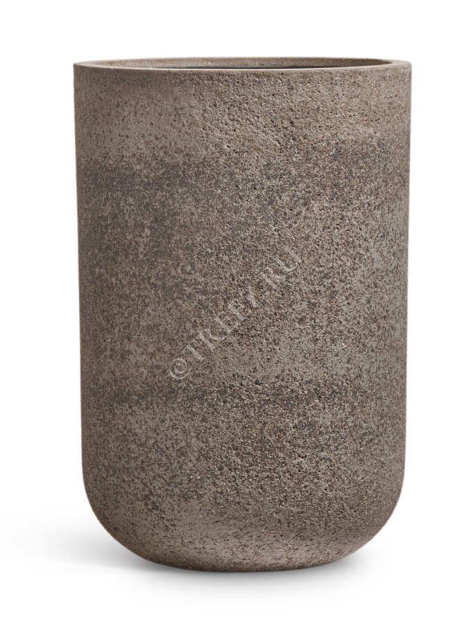 Кашпо TREEZ ERGO - Hard Rock - Высокий округлый цилиндр - Песок серый беж фото