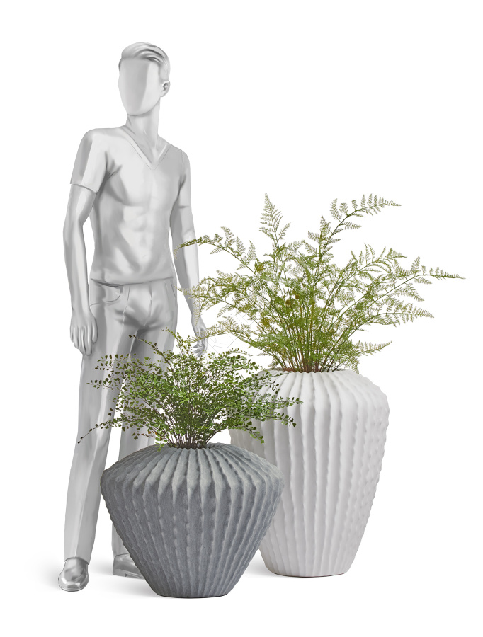Кашпо TREEZ Effectory - Moho - Высокая Design-ваза - Белый камень фото
