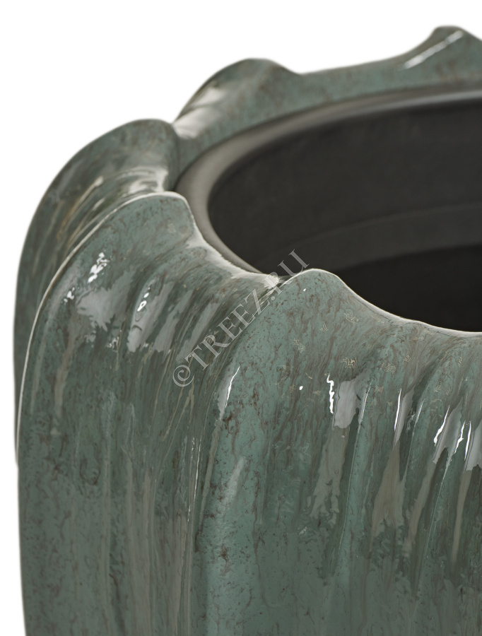 Кашпо TREEZ Effectory - Aura - Чаша - Изумрудный лак фото