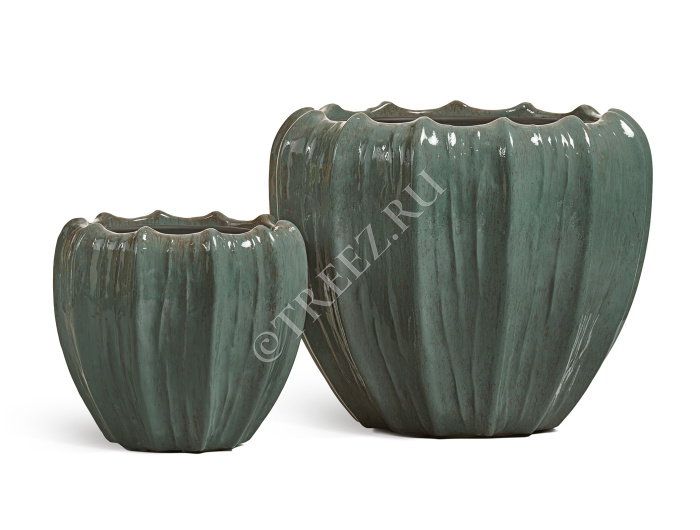 Кашпо TREEZ Effectory - Aura - Чаша - Изумрудный лак фото