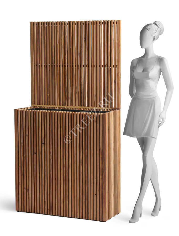 Кашпо TREEZ Effectory - Timberline - Высокий дивайдер со стенкой - Тёмное дерево фото