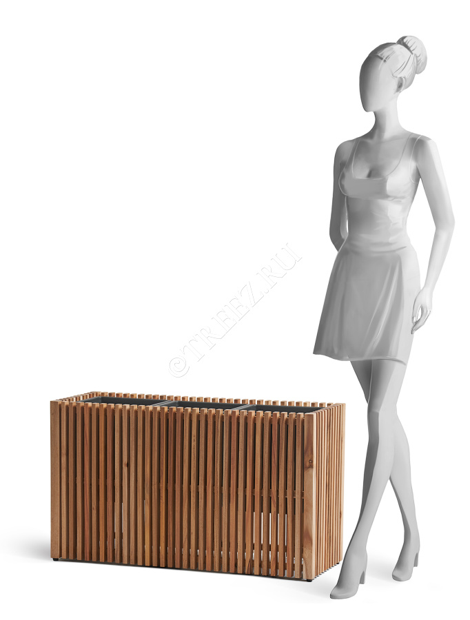 Кашпо TREEZ Effectory - Timberline - Низкий дивайдер - Тёмное дерево фото