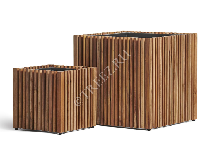 Кашпо TREEZ Effectory - Timberline - Куб - Тёмное дерево фото