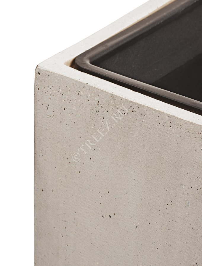 Кашпо TREEZ Effectory - Beton - Куб - Белый песок фото