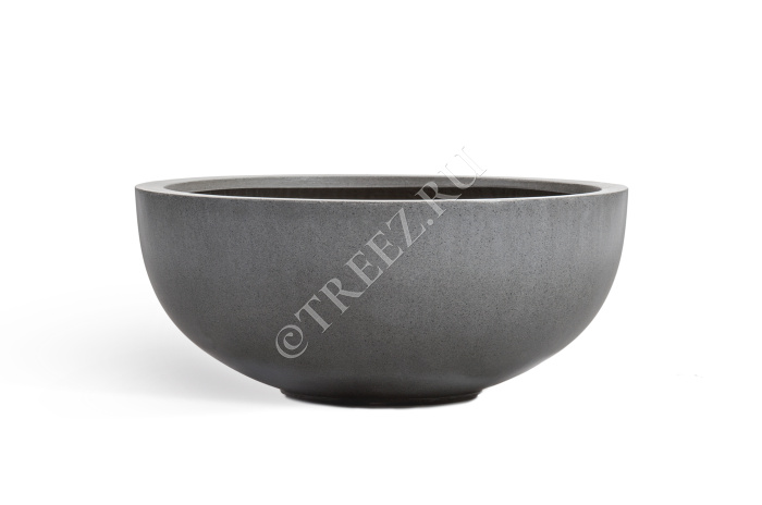 Кашпо TREEZ Effectory - Beton - Низкая сферическая чаша - Тёмно-серый бетон фото