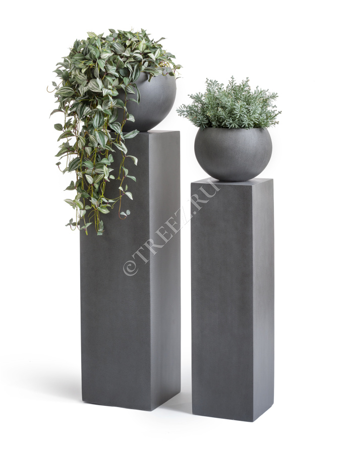 Кашпо TREEZ Effectory - Beton - Колонна - Тёмно-серый бетон фото