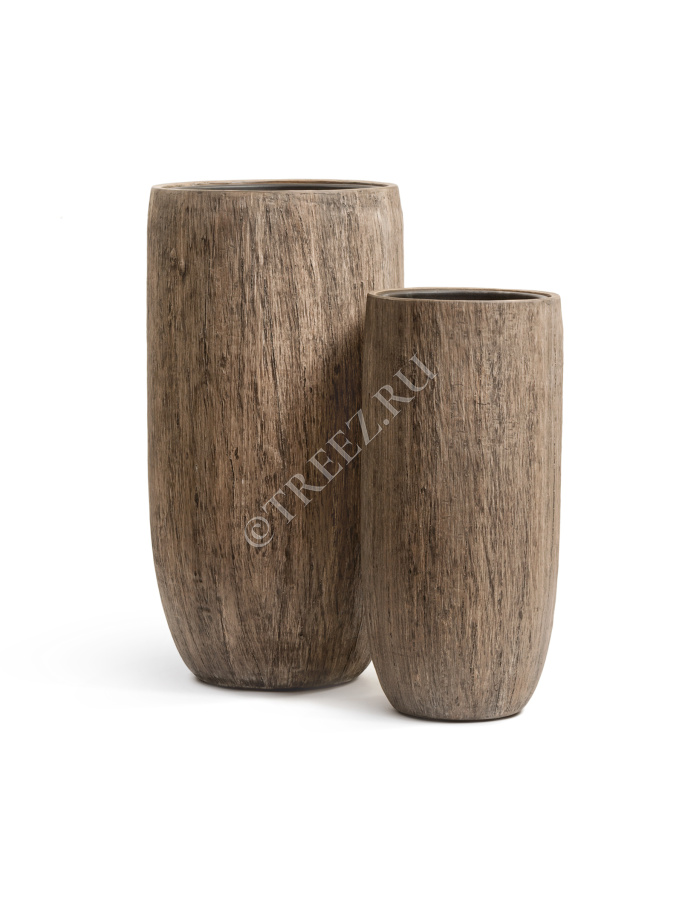 Кашпо TREEZ Effectory - Wood - Высокий округлый конус - Светлый дуб фото