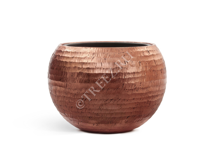 Кашпо TREEZ Effectory - Metal - Полусфера - Розовая медь Чеканка фото