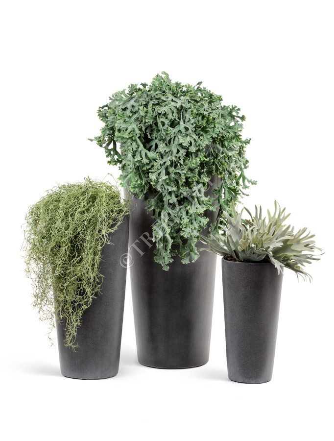 Кашпо TREEZ Effectory - Beton - Высокий конус - Тёмно-серый бетон фото