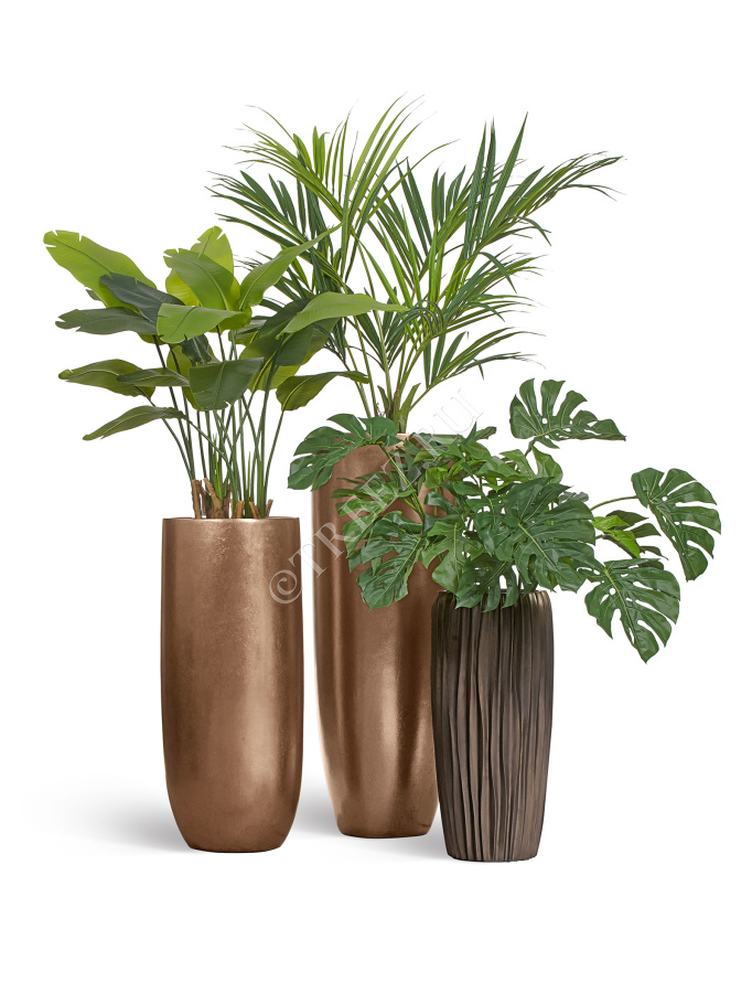 Кашпо TREEZ Effectory - Metal - Высокий конус Giant - Тёмное матовое золото фото