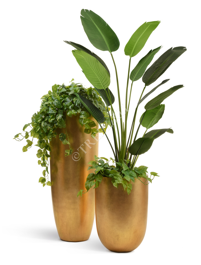 Кашпо TREEZ Effectory - Metal - Высокий конус Giant - Сусальное золото фото