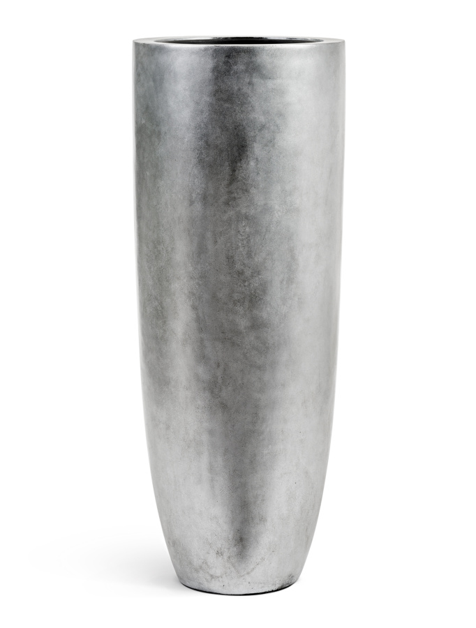 Кашпо TREEZ Effectory - Metal - Высокий конус Giant - Серебро фото