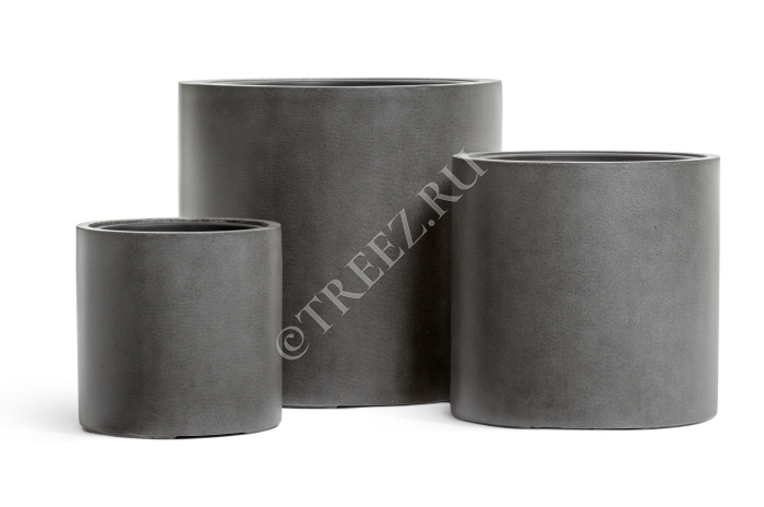 Кашпо TREEZ Effectory - Beton - Цилиндр Тёмно-серый бетон фото