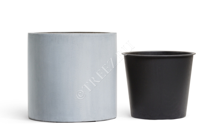 Кашпо TREEZ Effectory - Beton - Цилиндр - Серый ледник фото