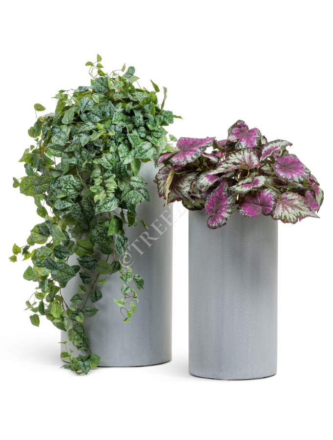 Кашпо TREEZ Effectory - Beton - Высокий цилиндр - Серый ледник фото