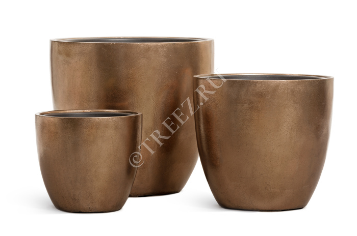 Кашпо TREEZ Effectory - Metal - Округлый конус - Тёмное-матовое золото фото