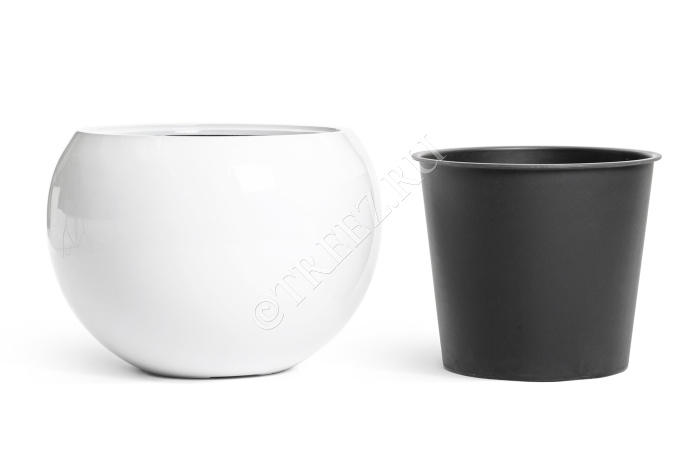 Кашпо TREEZ Effectory - Gloss - Полусфера - Белый глянцевый лак фото