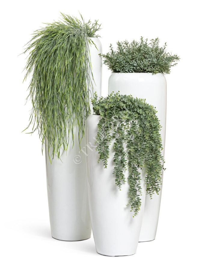 Кашпо TREEZ Effectory - Gloss - Высокий конус Design - Белый глянцевый лак фото